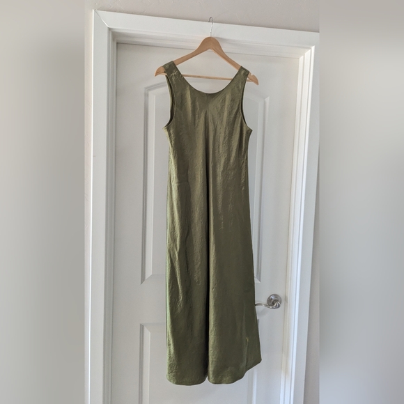 VINCE. nwot Green Satin Slip Midi Dress Large - Picture 4 of 8